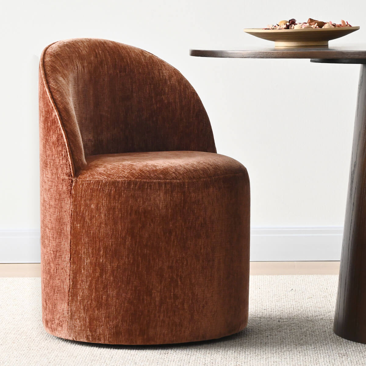 Doris Rolling Upholstered Dining Chair With Castors (Set of 6)