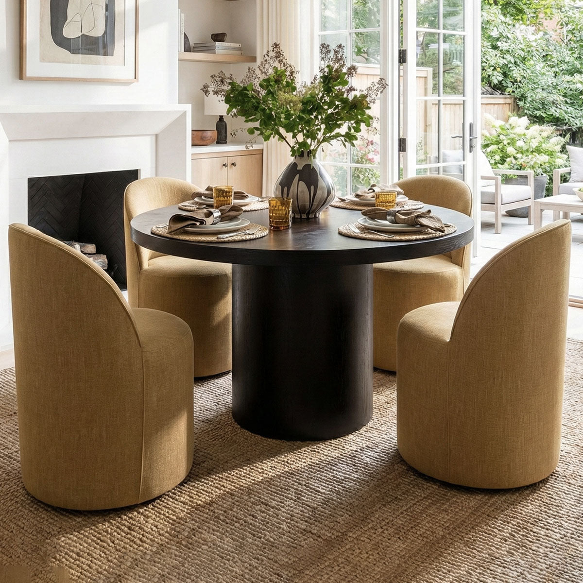 Doris Rolling Upholstered Dining Chair With Castors (Set of 4)