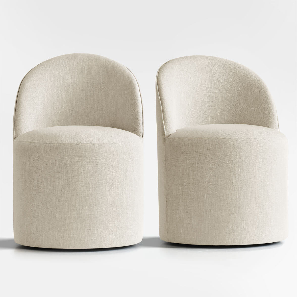 Doris Rolling Upholstered Dining Chair With Castors (Set of 2)
