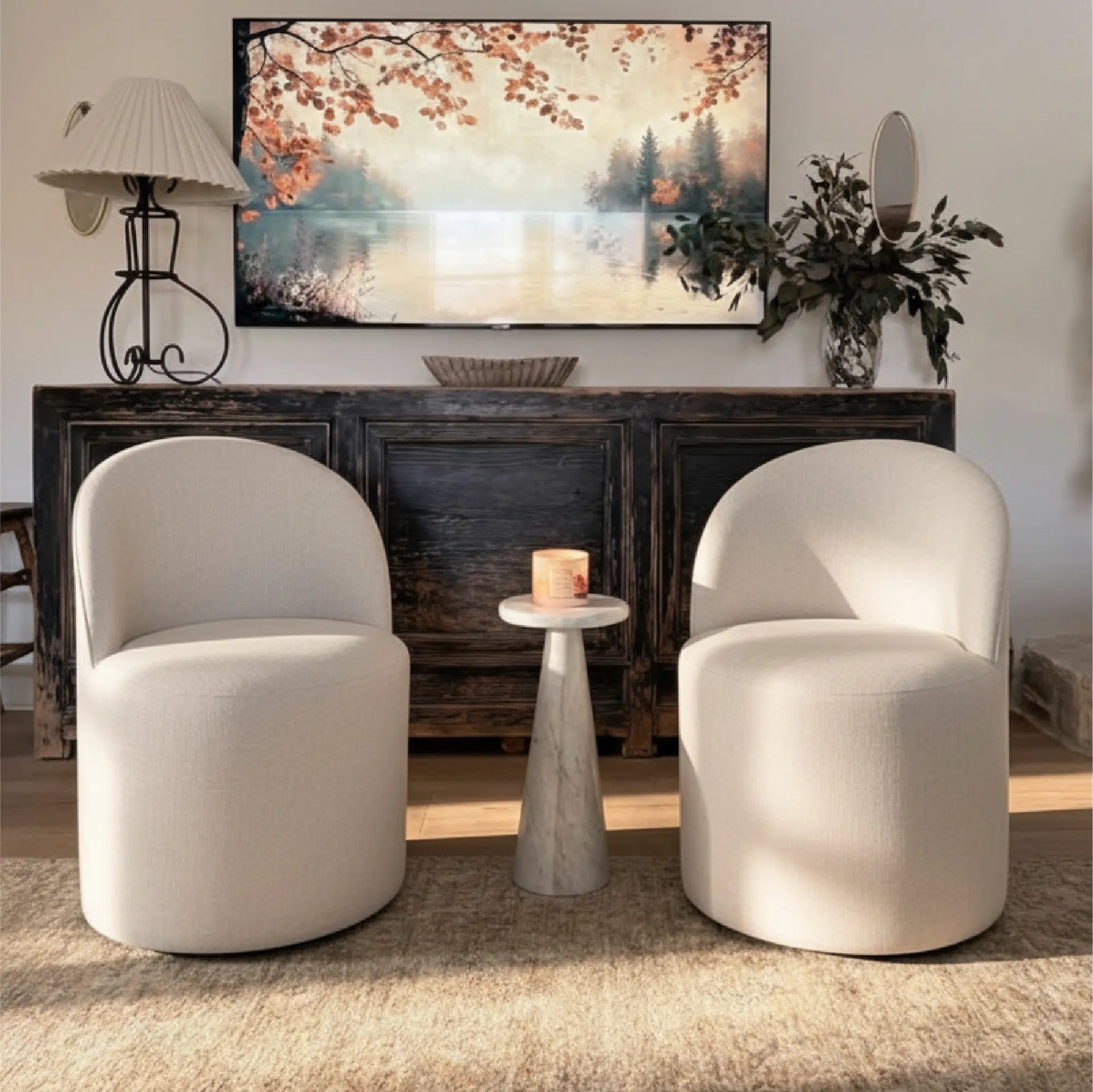 Doris Modern Swivel Small Barrel Chair (Set of 2)