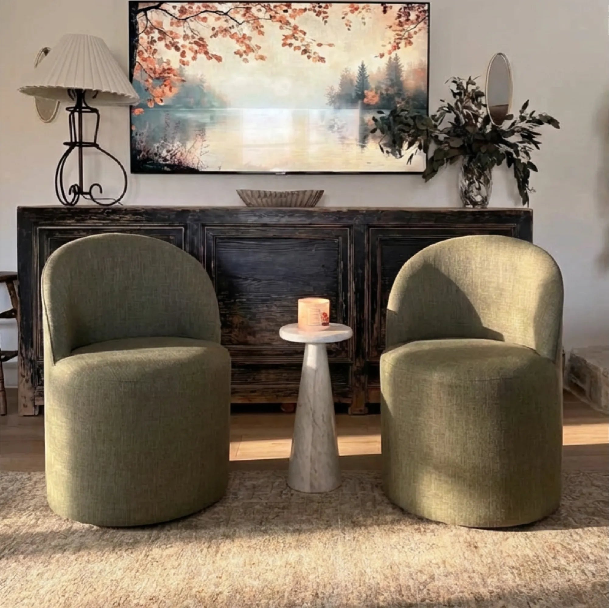 Doris Modern Swivel Small Barrel Chair (Set of 2)