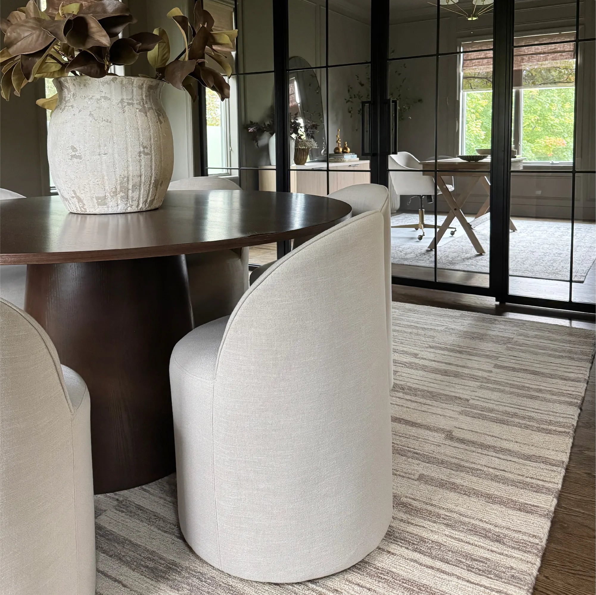 Doris Rolling Upholstered Dining Chair With Castors (1-Piece)