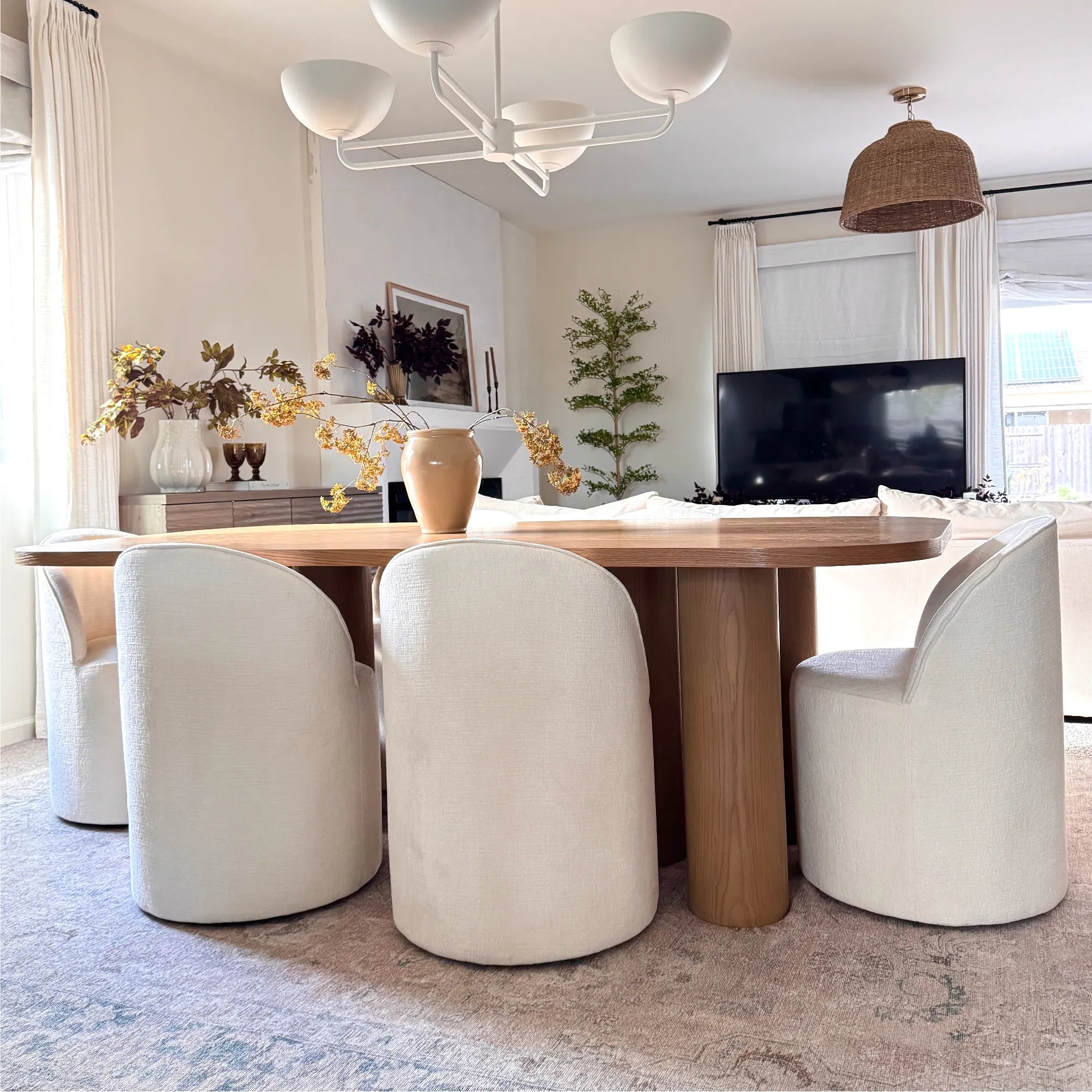 Baguette 86.5" Modern Rectangle Oak Large Dining Table