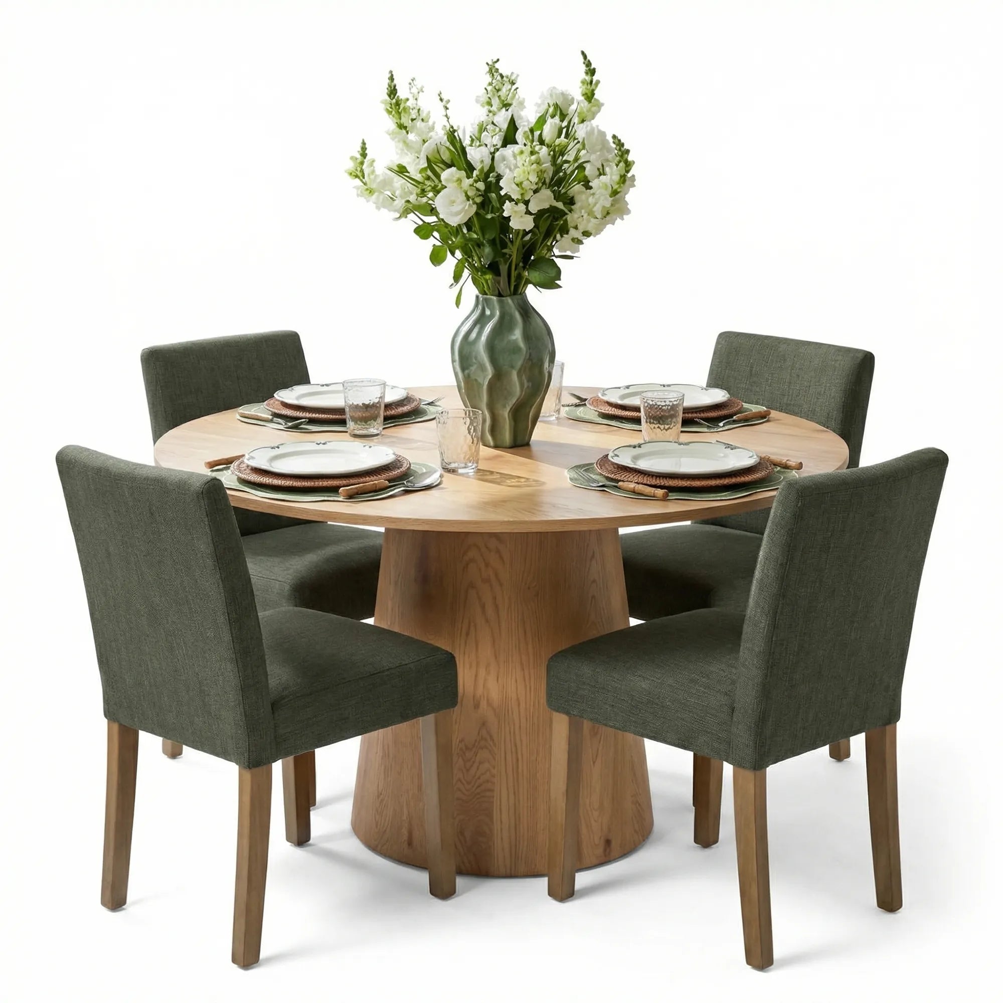 Dwen & North 46" Modern Round Dining Table Set for 4 (5-Piece)