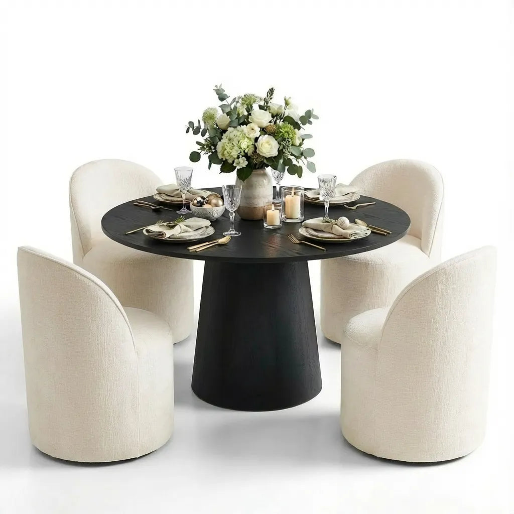 Dwen & Doris 46" Round Dining Table Set for 4 (5-Piece)