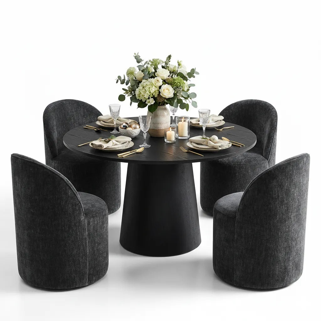 Dwen & Doris 46" Round Dining Table Set for 4 (5-Piece)