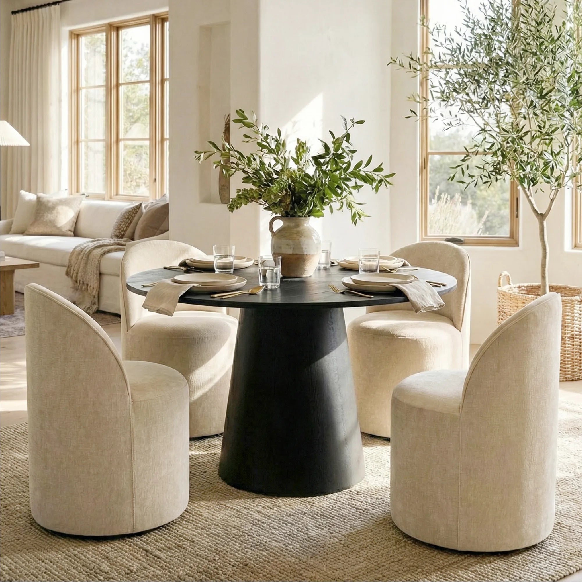 Dwen & Doris 46" Round Dining Table Set for 4 (5-Piece)