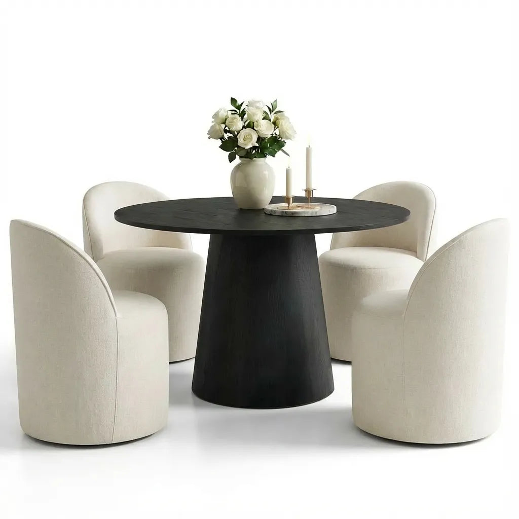 Dwen & Doris 46" Round Dining Table Set for 4 (5-Piece)