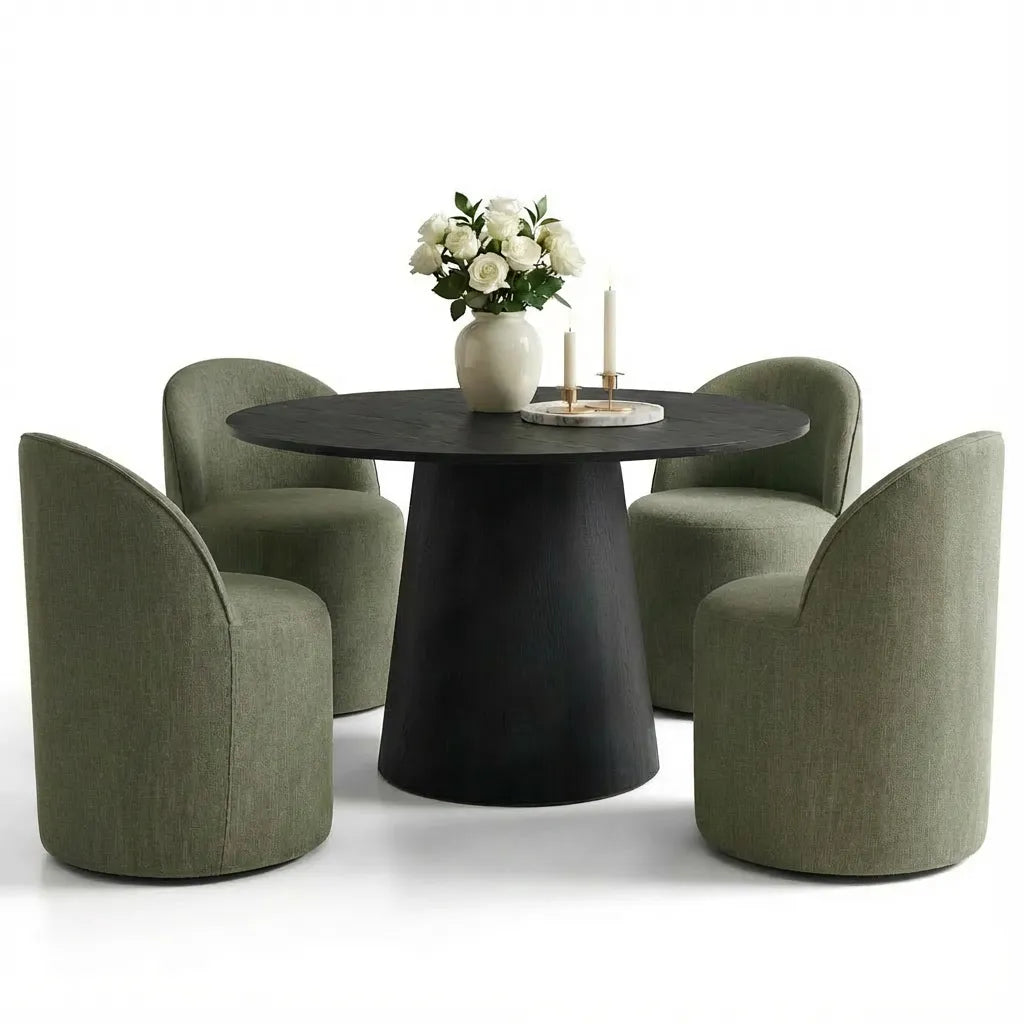 Dwen & Doris 46" Round Dining Table Set for 4 (5-Piece)