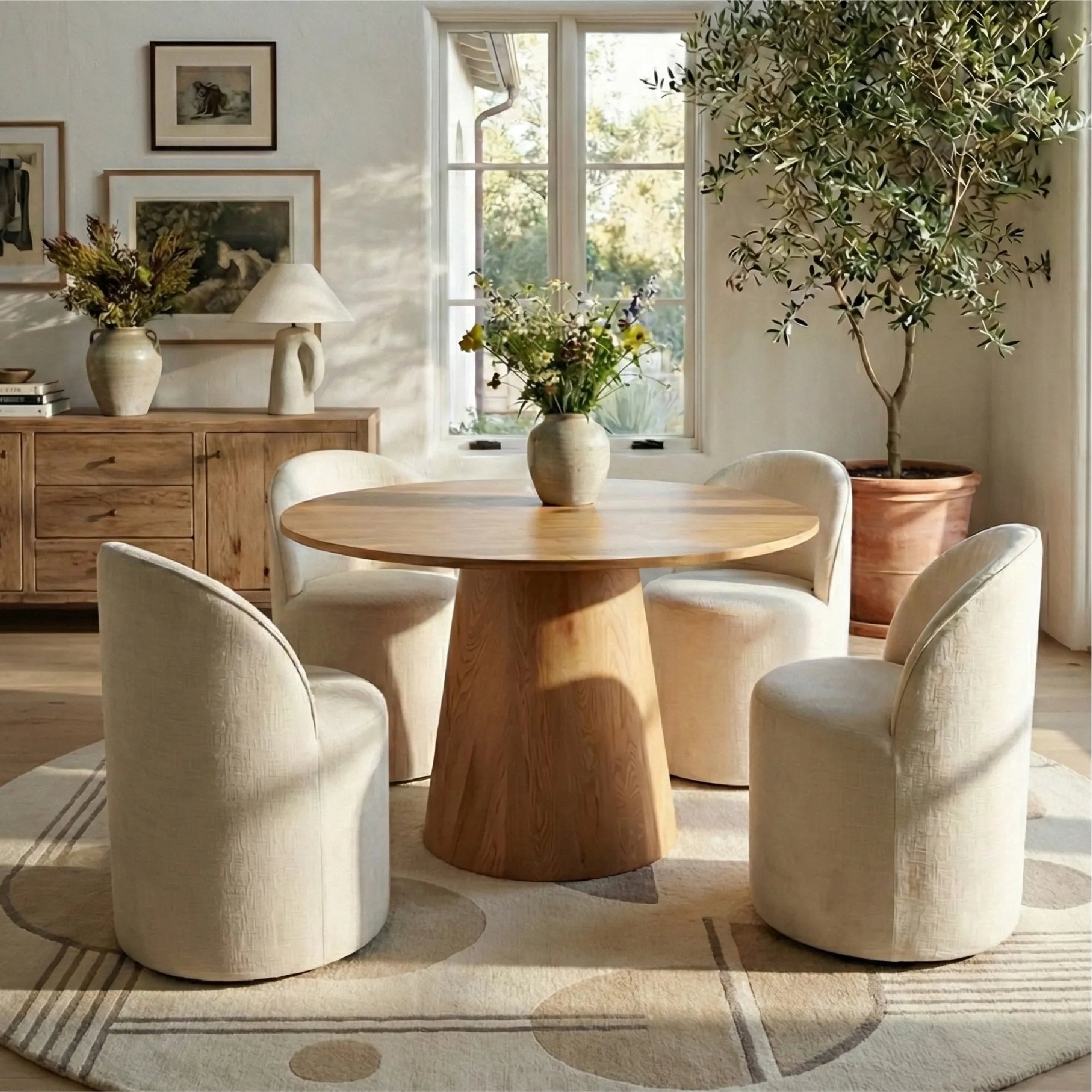 Dwen & Doris 46" Round Dining Table Set for 4 (5-Piece)