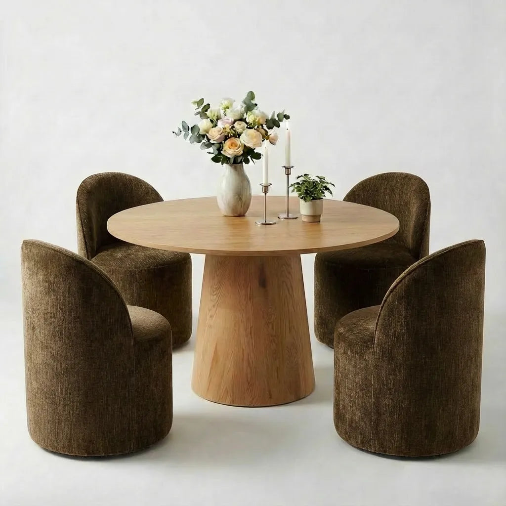 Dwen & Doris 46" Round Dining Table Set for 4 (5-Piece)