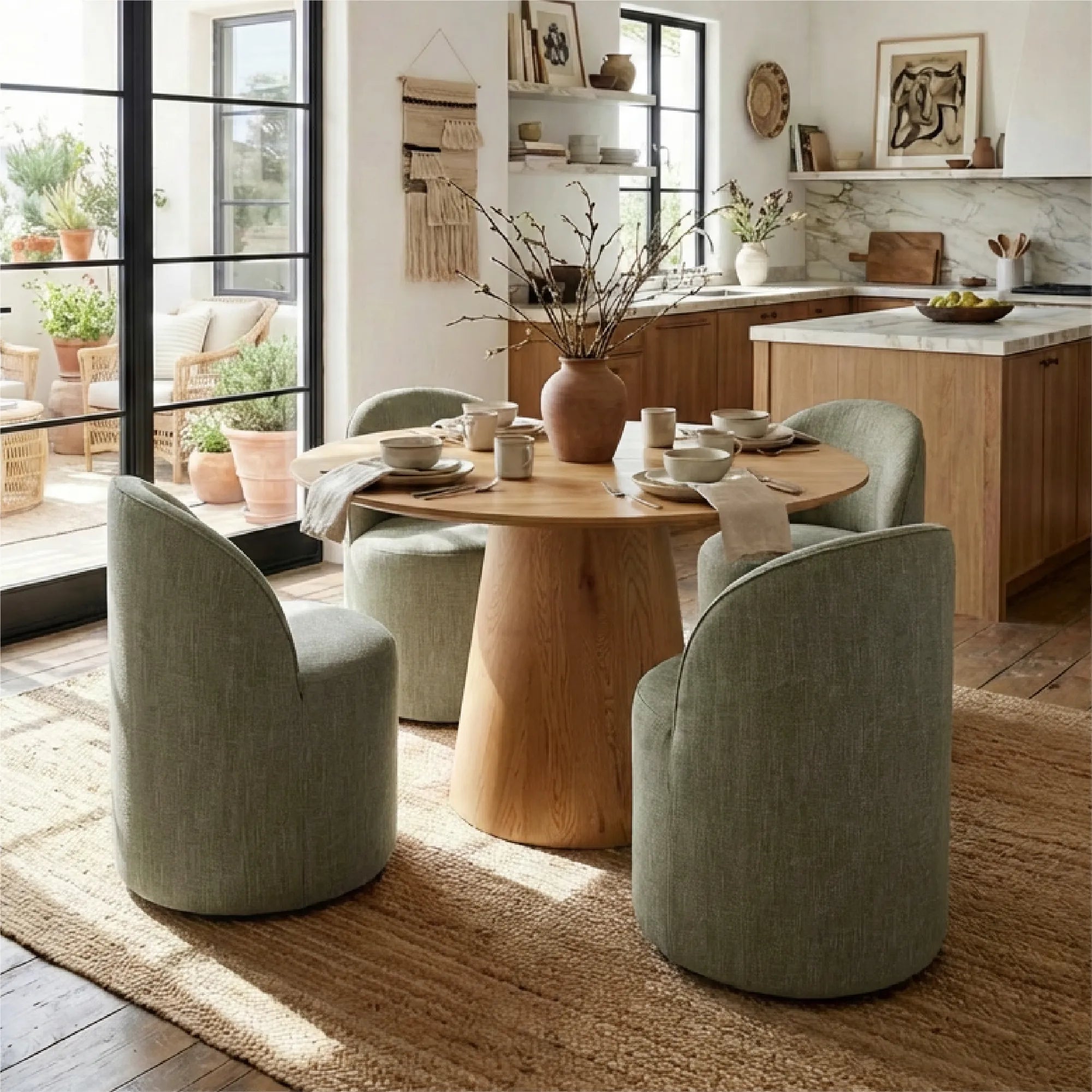 Dwen & Doris 46" Round Dining Table Set for 4 (5-Piece)