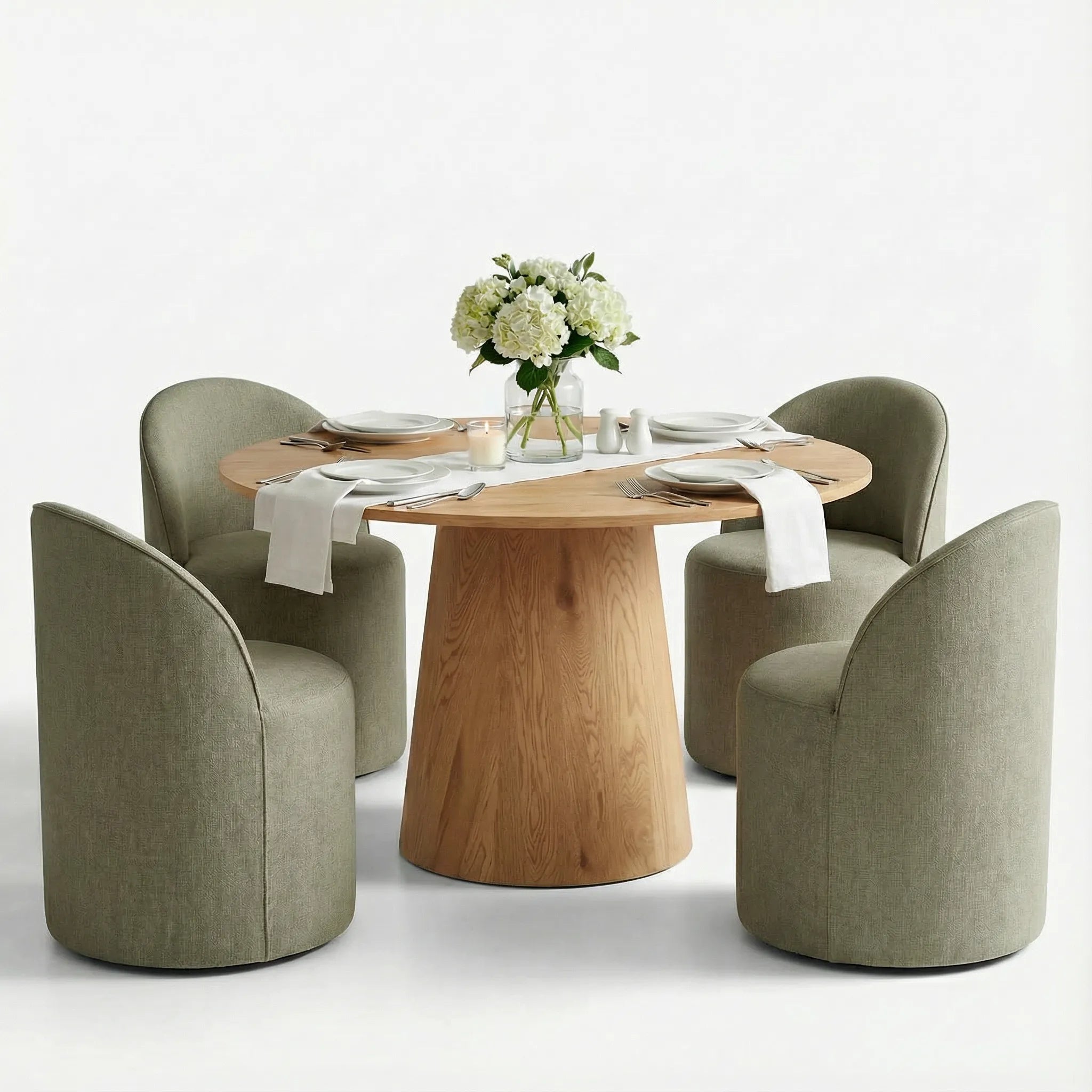 Dwen & Doris 46" Round Dining Table Set for 4 (5-Piece)