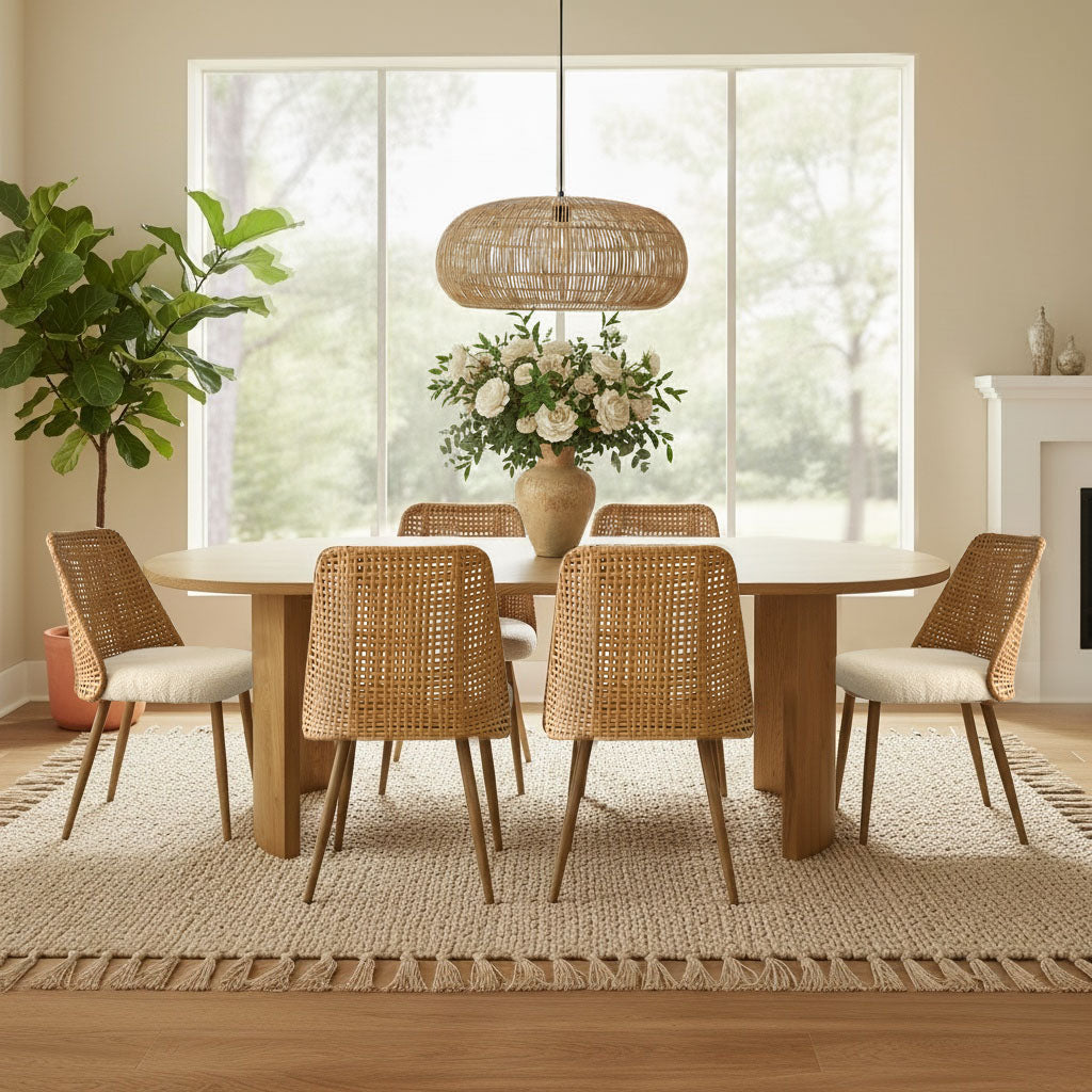 Dwen & Nice 79" Oval Dining Table Set for 6 (7-Piece)