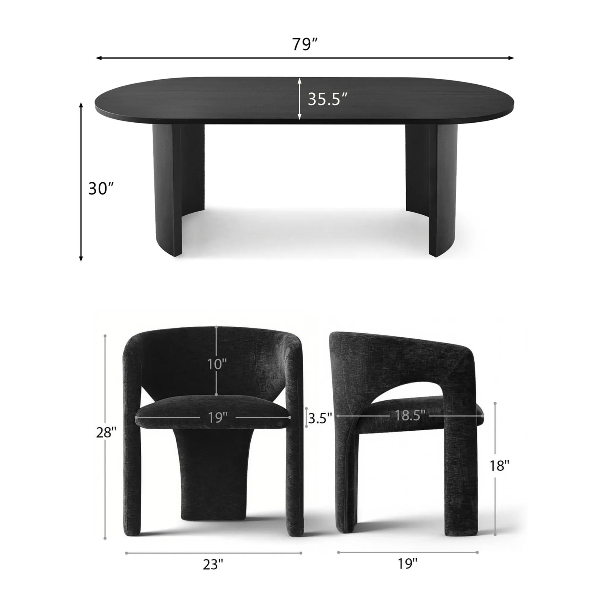 Dwen & Khloe 79" Oval Dining Table Set for 6 (7-Piece)