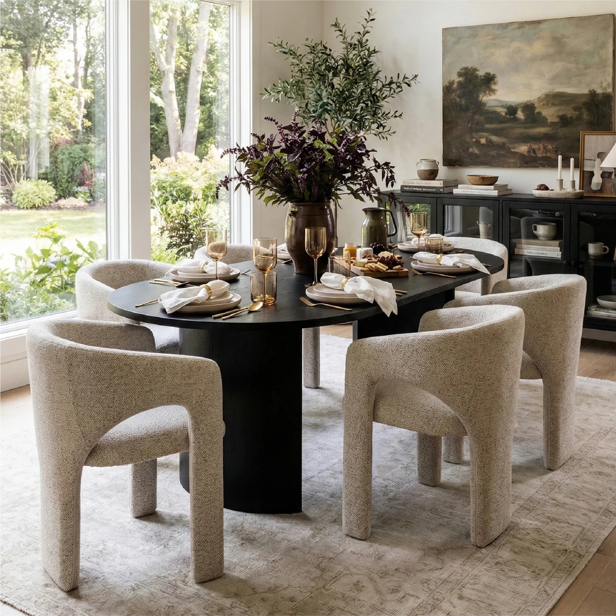 Dwen & Khloe 79" Oval Dining Table Set for 6 (7-Piece)