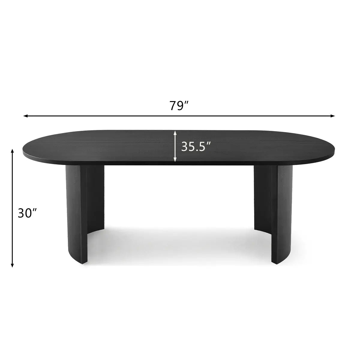 Dwen Modern Large Oval Dining Table, 79x35.5x30 inches, elegant black finish, stylish dining furniture.