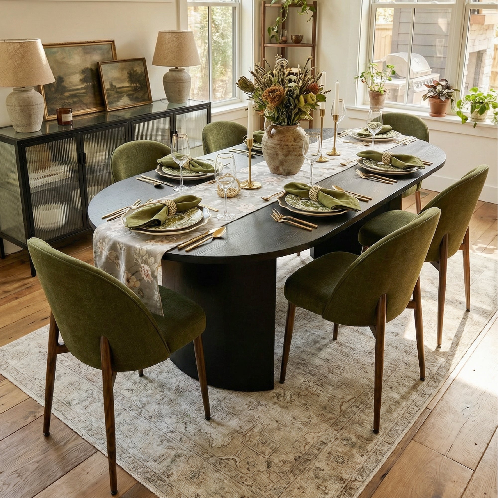 Dwen & Goteborg 79" Oval Dining Table Set for 6 (7-Piece)