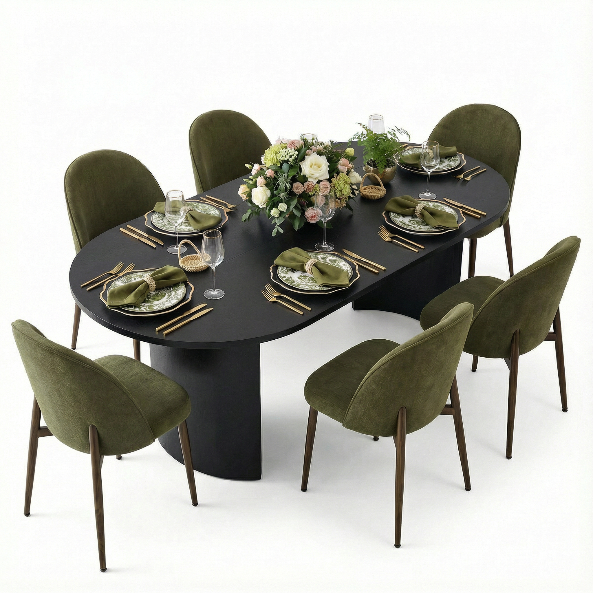 Dwen & Goteborg 79" Oval Dining Table Set for 6 (7-Piece)