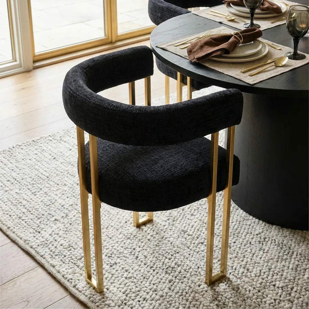 Dwen & Mia 79" Oval Chenille Dining Table Set for 6 (7-Piece)