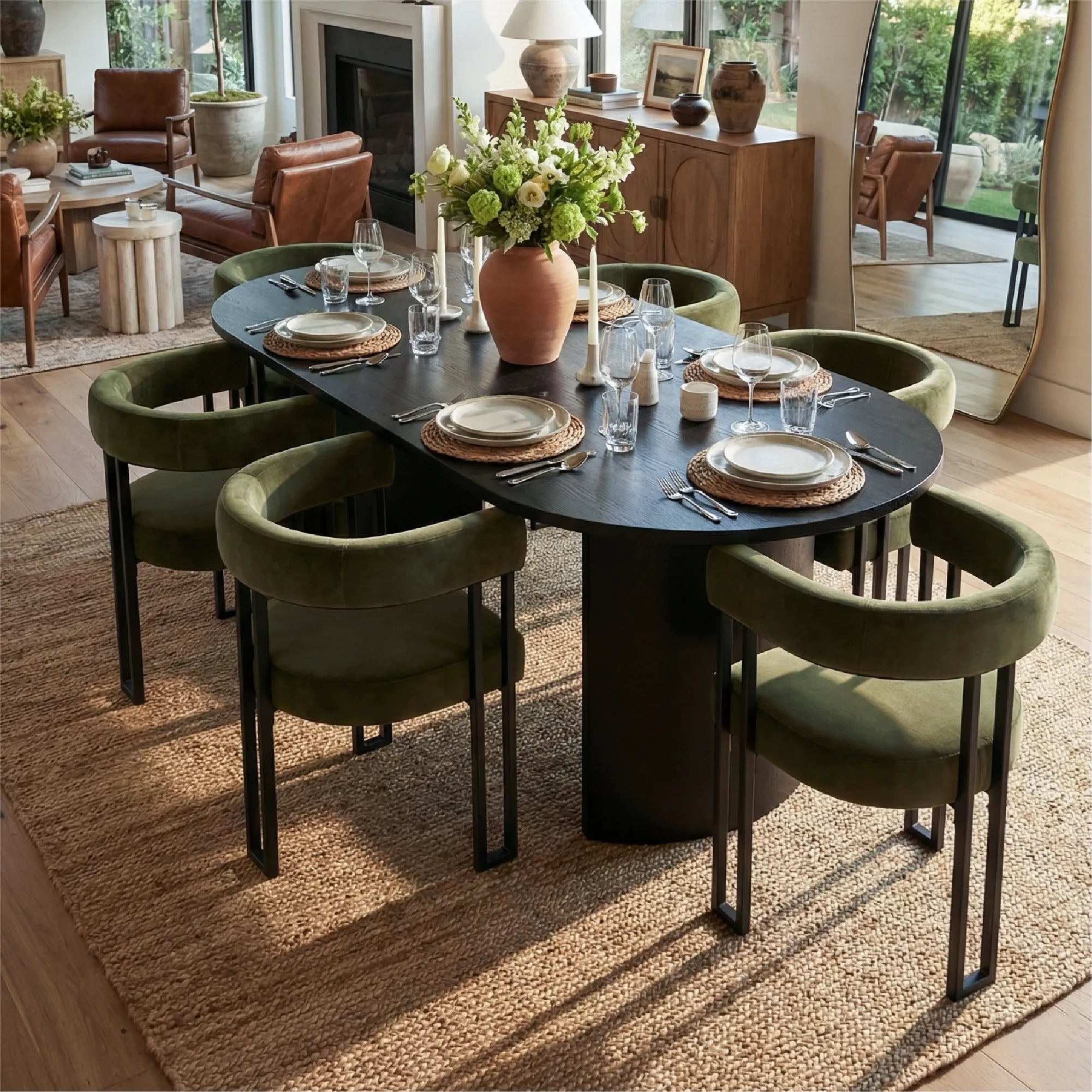 Dwen & Mia 79" Oval Dining Table Set for 6 (7-Piece)