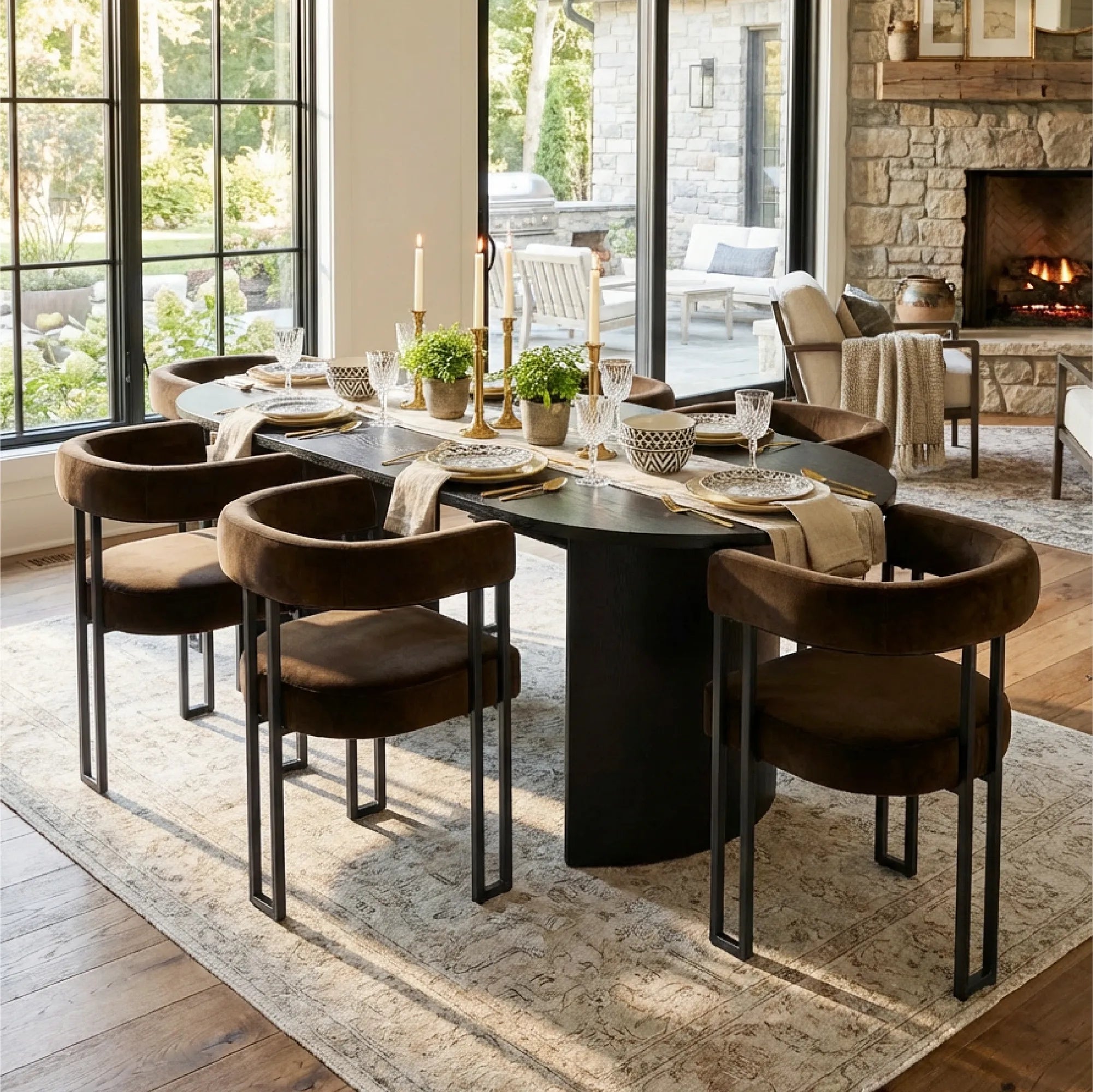 Dwen & Mia 79" Oval Dining Table Set for 6 (7-Piece)