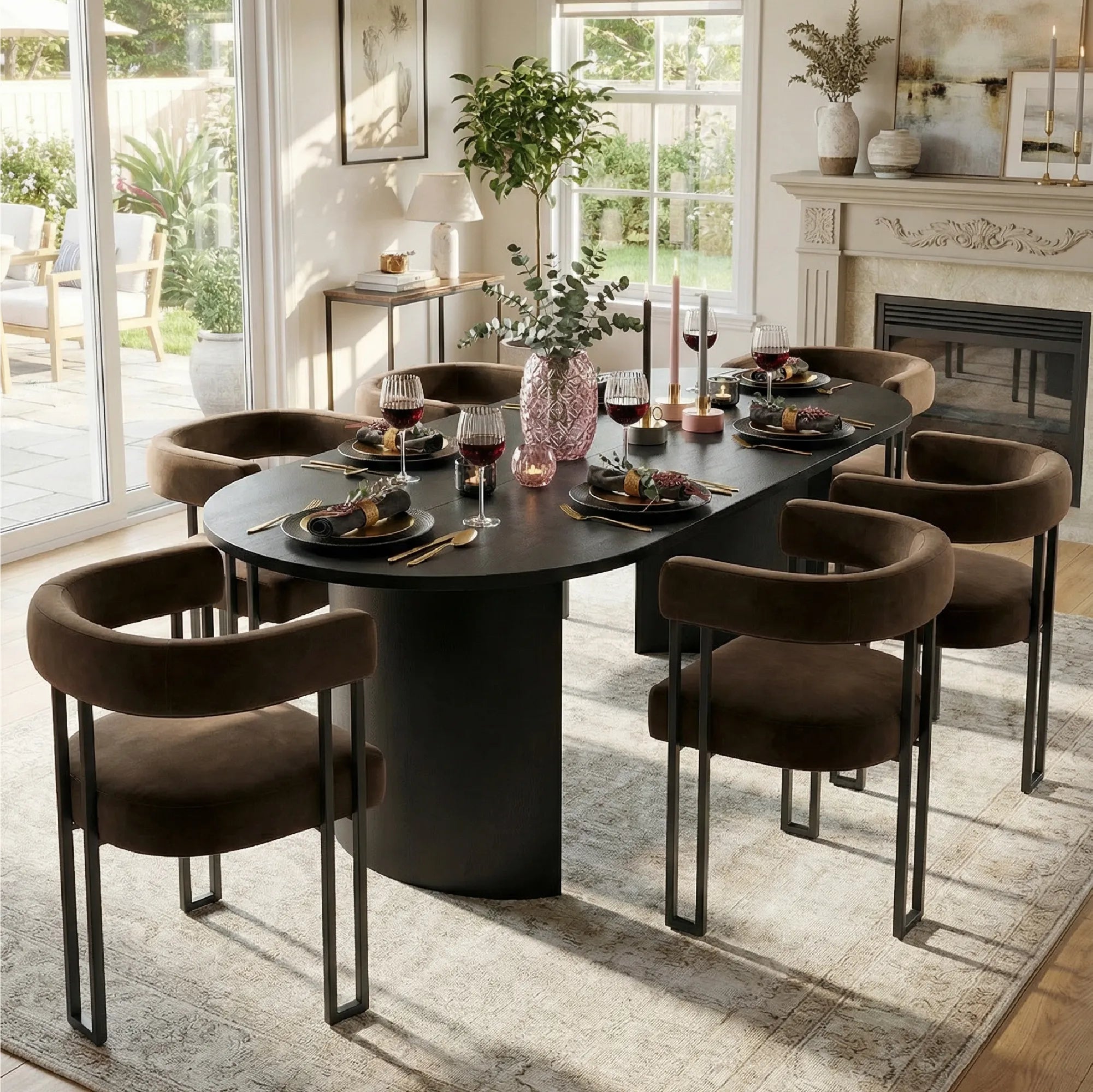 Dwen & Mia 79" Oval Dining Table Set for 6 (7-Piece)