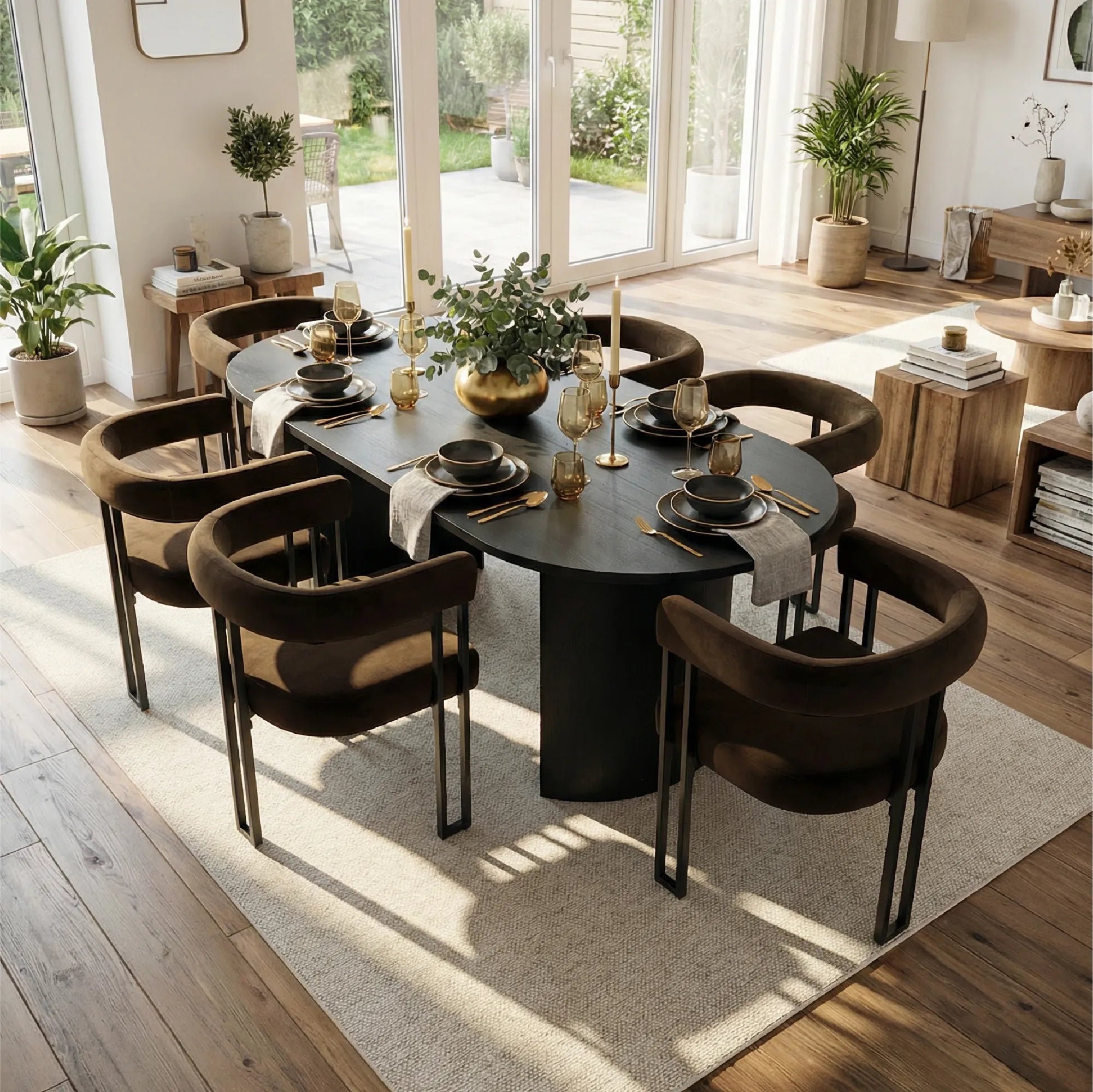 Dwen & Mia 79" Oval Dining Table Set for 6 (7-Piece)