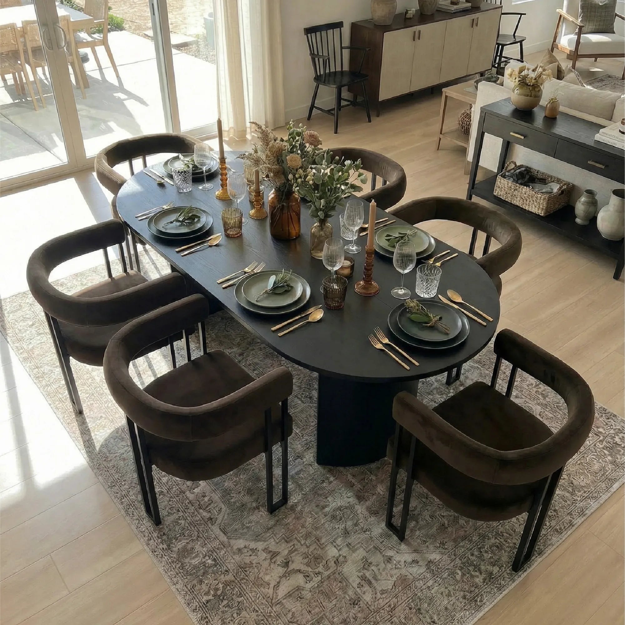 Dwen & Mia 79" Oval Dining Table Set for 6 (7-Piece)
