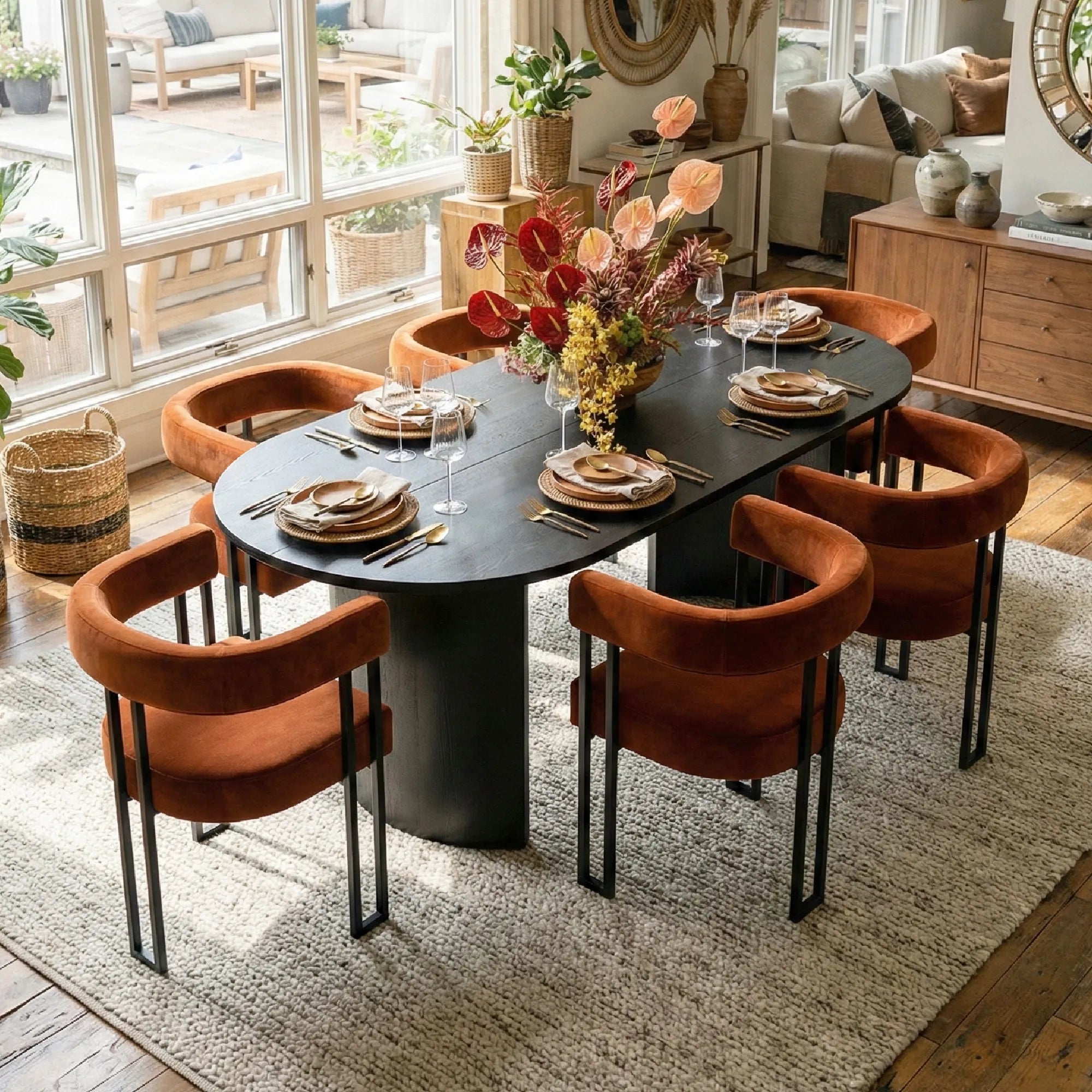 Dwen & Mia 79" Oval Dining Table Set for 6 (7-Piece)
