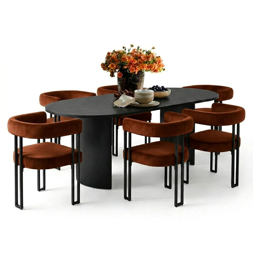 Dwen & Mia 79" Oval Dining Table Set for 6 (7-Piece)