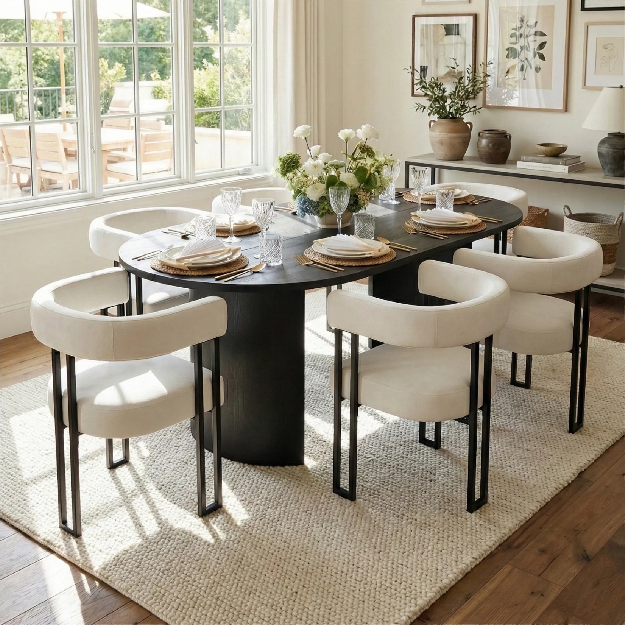 Dwen & Mia 79" Oval Dining Table Set for 6 (7-Piece)