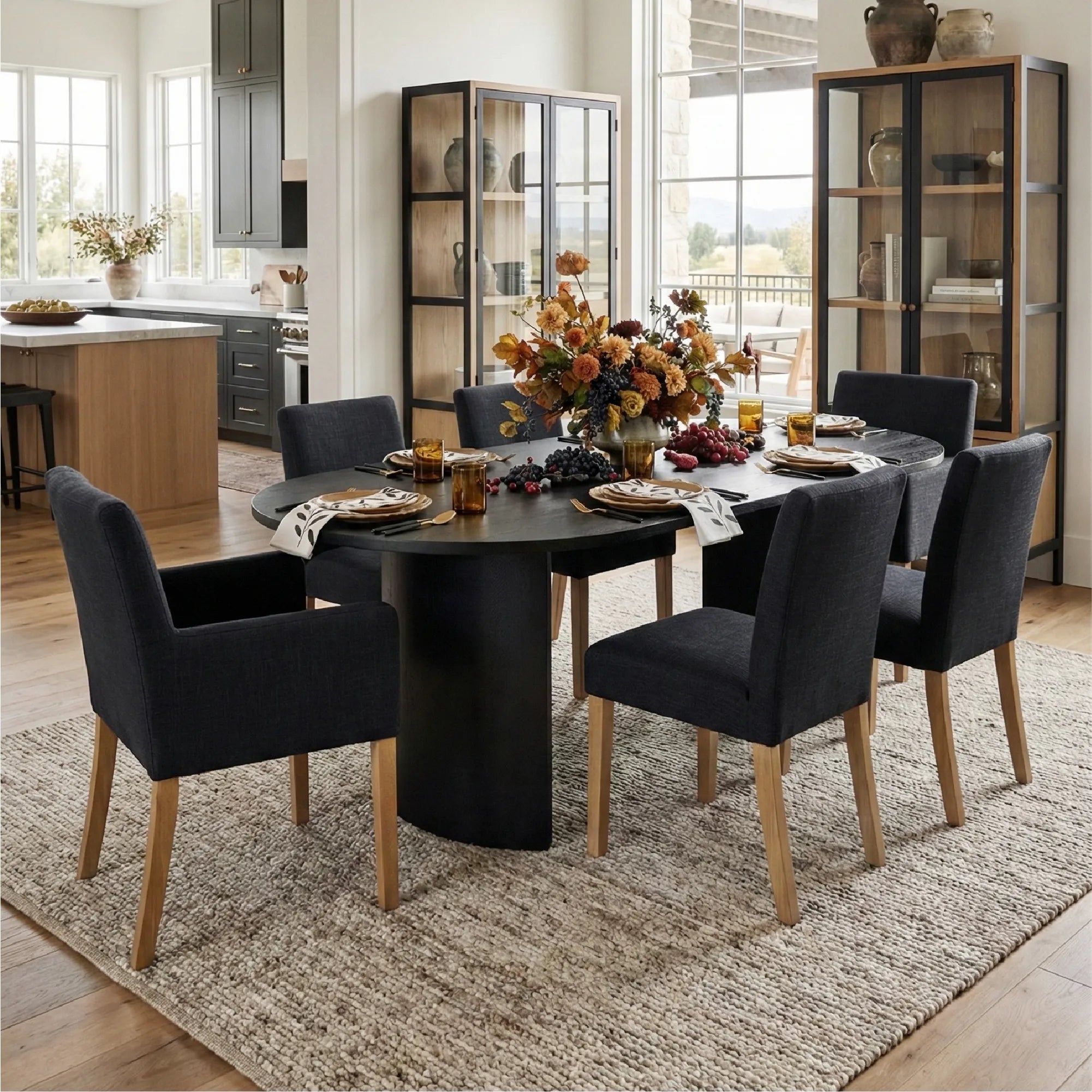 Dwen & North 79" Oval Dining Table Set for 6 (7-Piece)