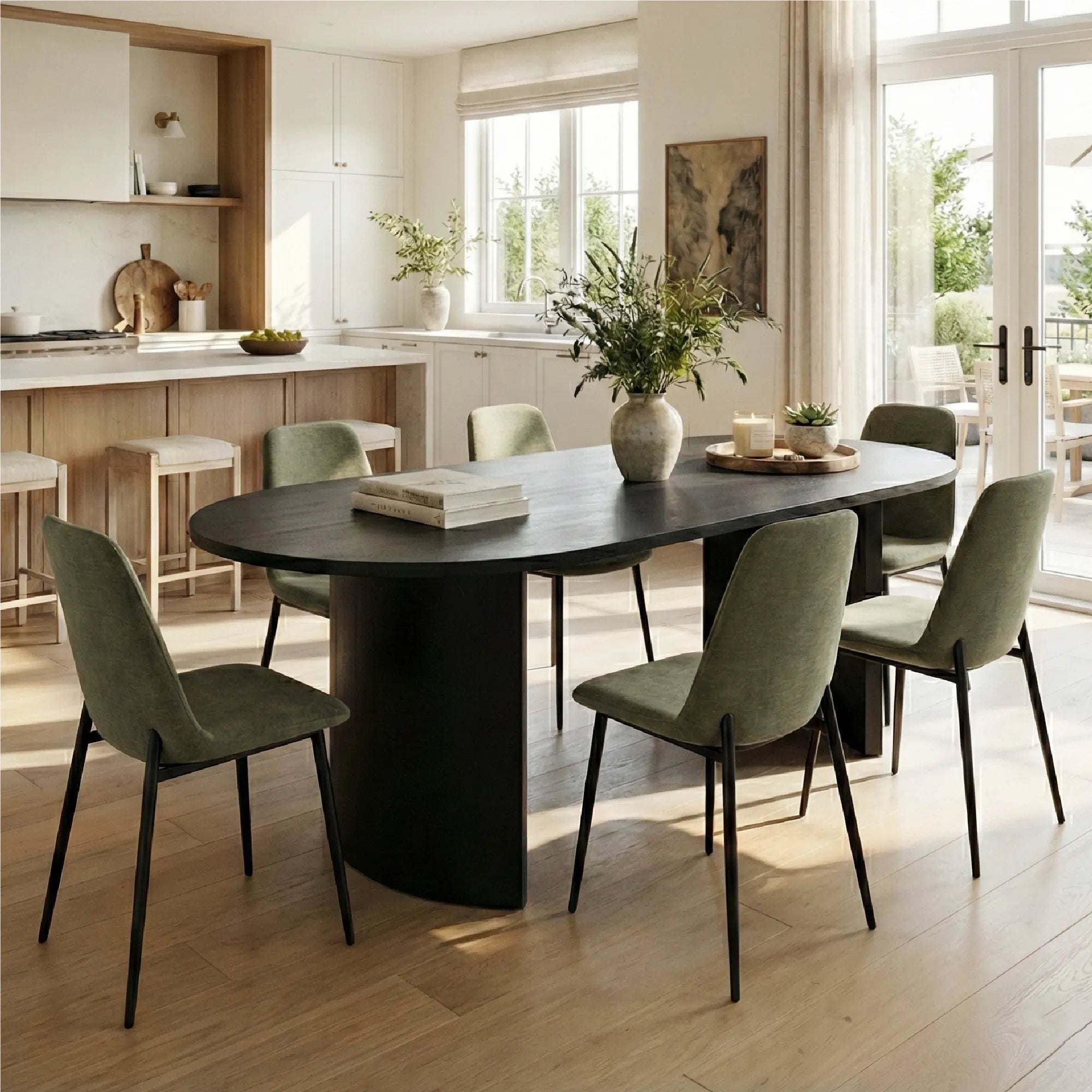 Dwen & Oslo 79" Oval Dining Table Set for 6 (7-Piece)