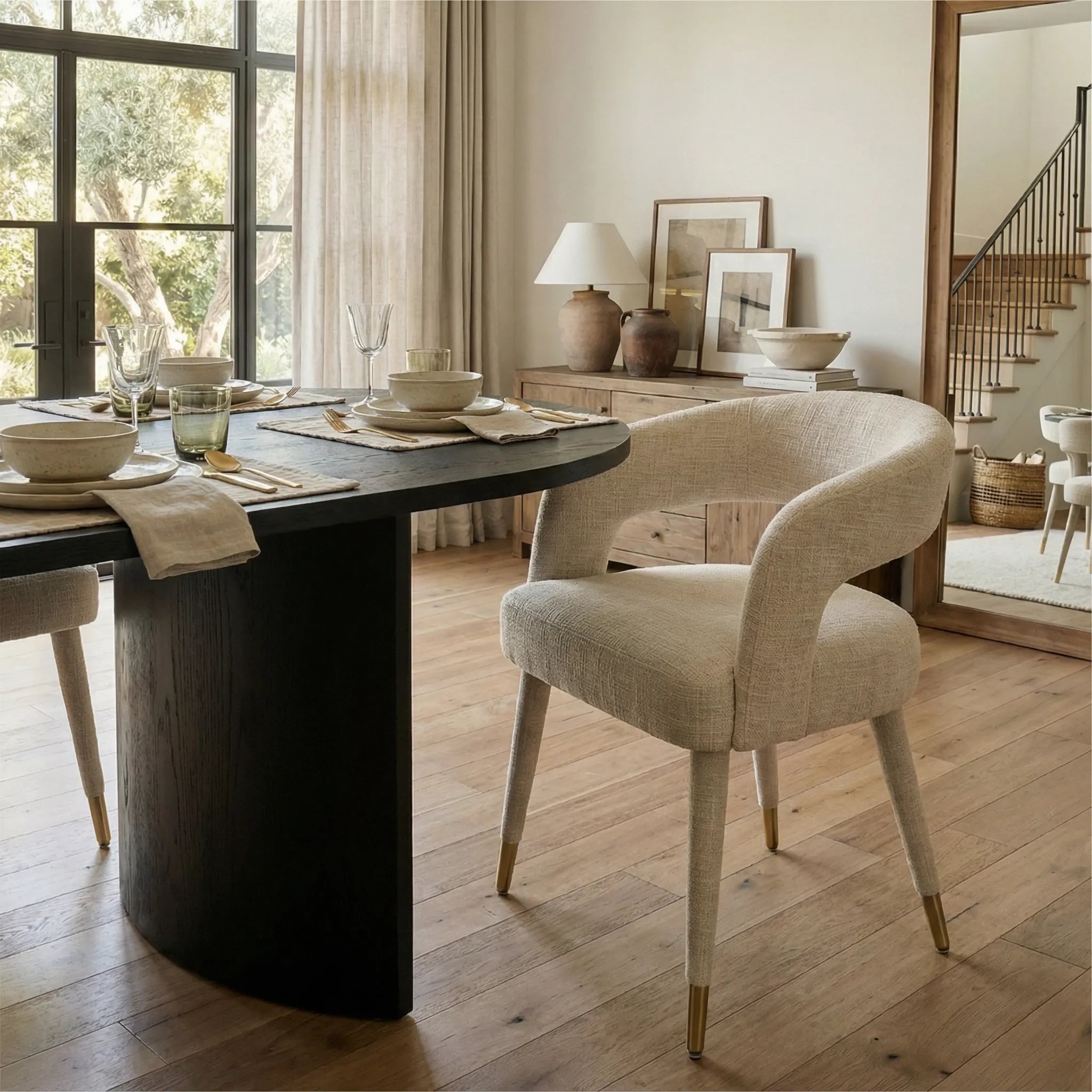 Dwen & Anna 79" Oval Dining Table Set for 6 (7-Piece)