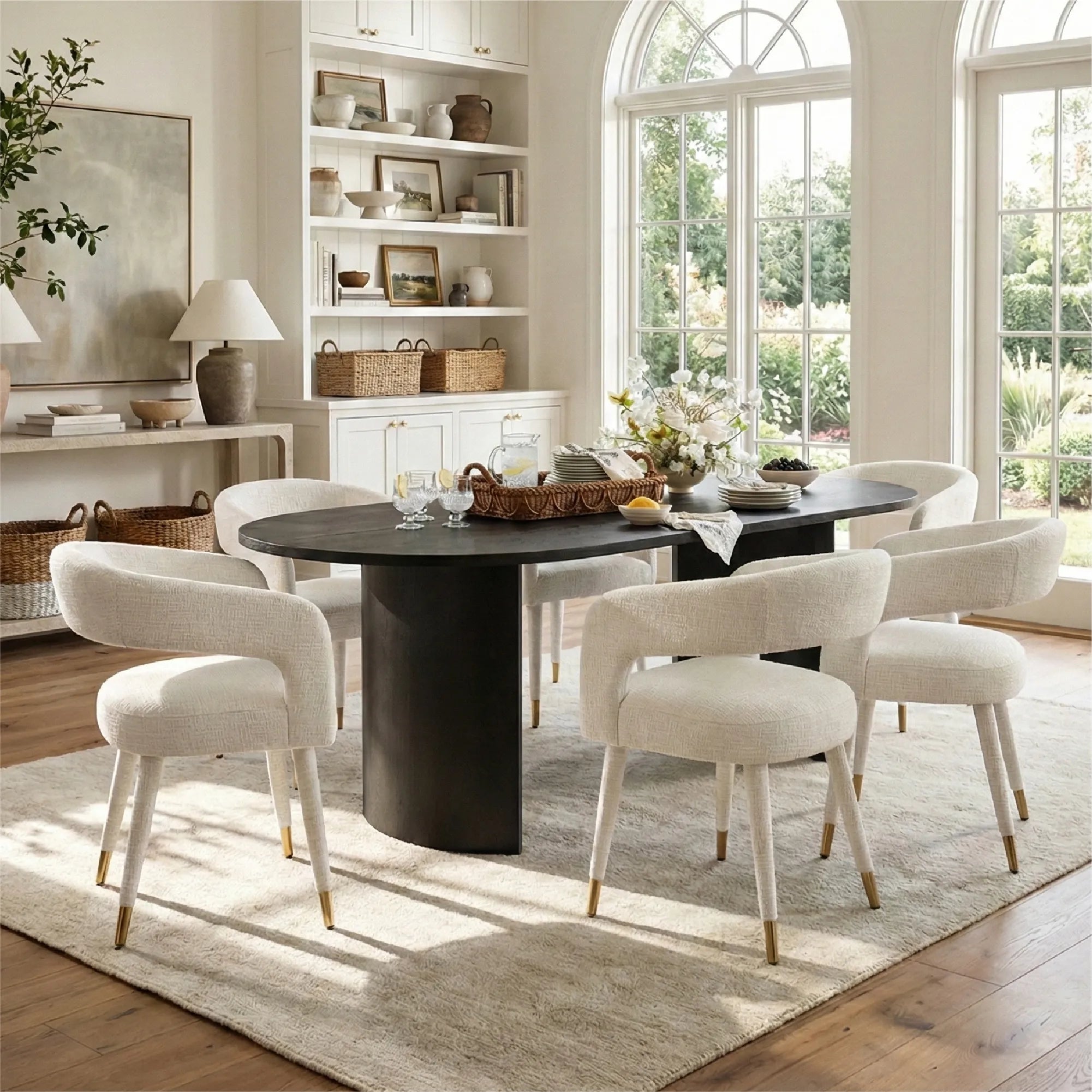 Dwen & Anna 79" Oval Dining Table Set for 6 (7-Piece)