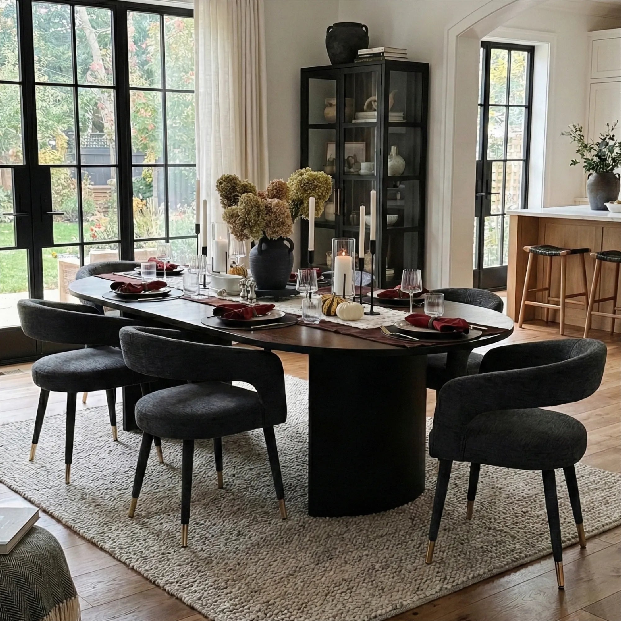 Dwen & Anna 79" Oval Dining Table Set for 6 (7-Piece)