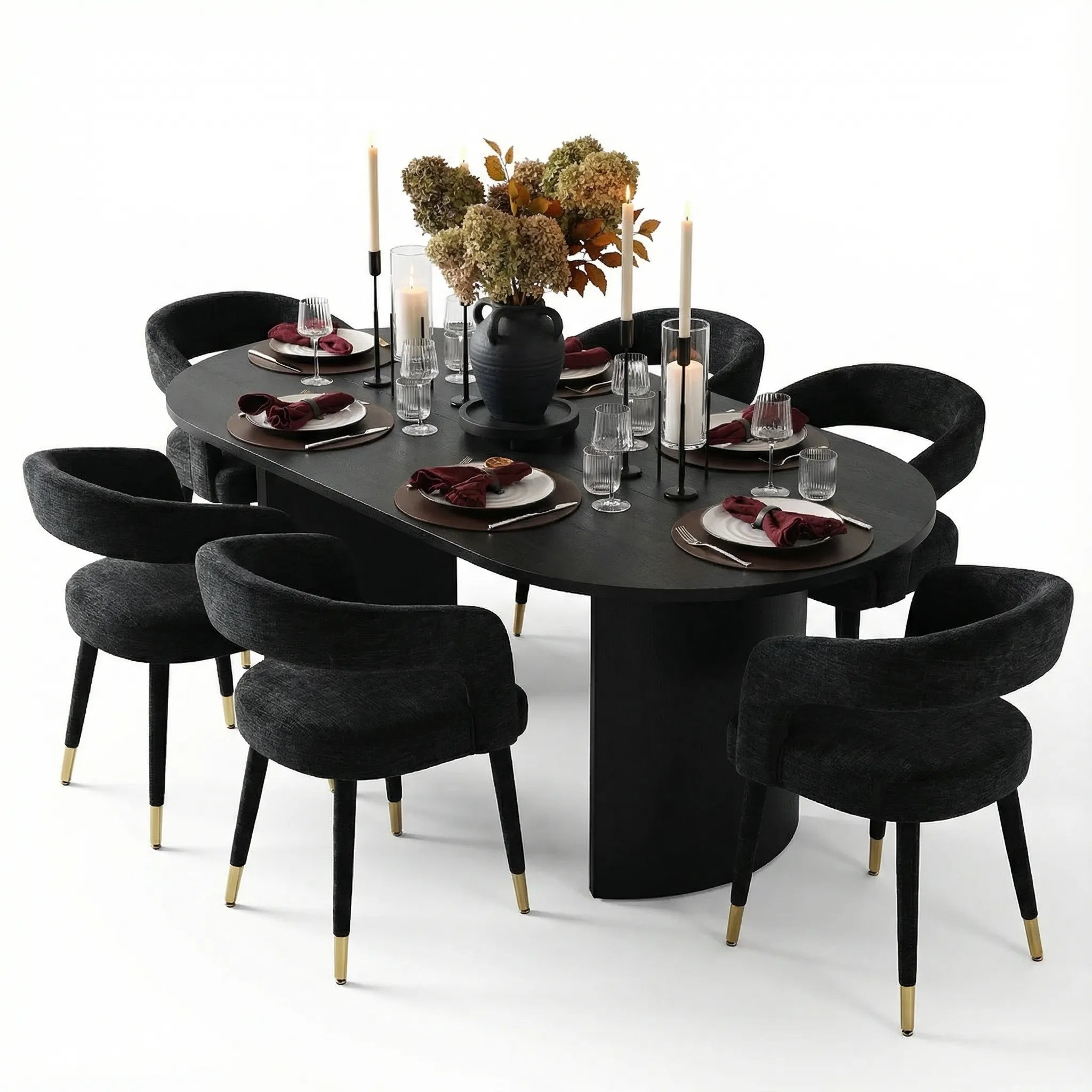 Dwen & Anna 79" Oval Dining Table Set for 6 (7-Piece)