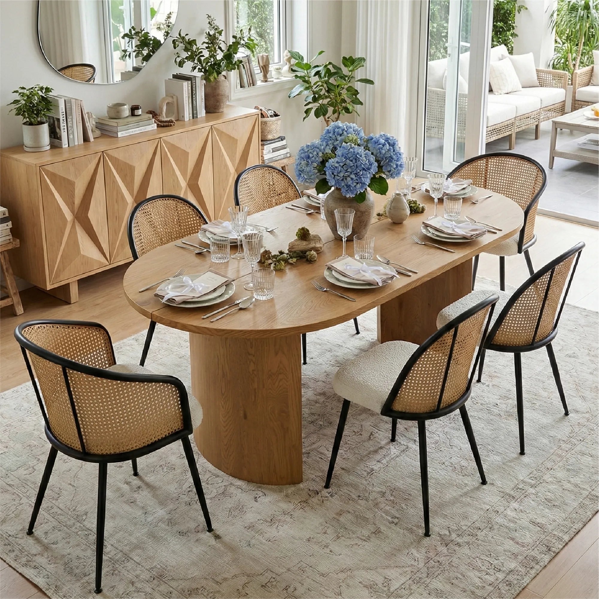 Dwen & Jules 79" Oval Dining Table Set for 6 (7-Piece)