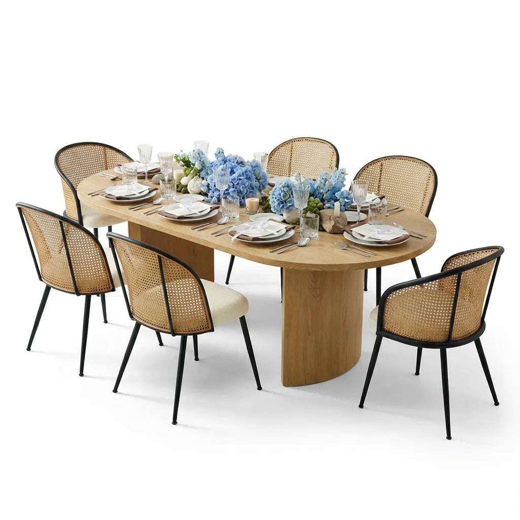 Dwen & Jules 79" Oval Dining Table Set for 6 (7-Piece)