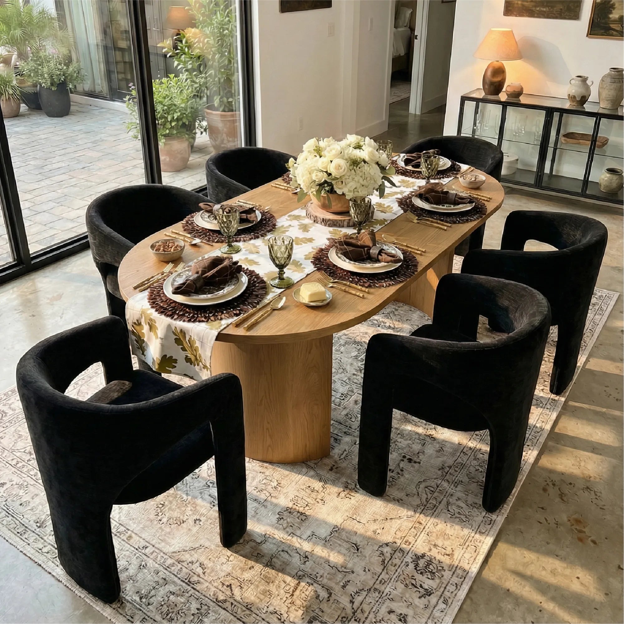 Dwen & Khloe 79" Oval Dining Table Set for 6 (7-Piece)