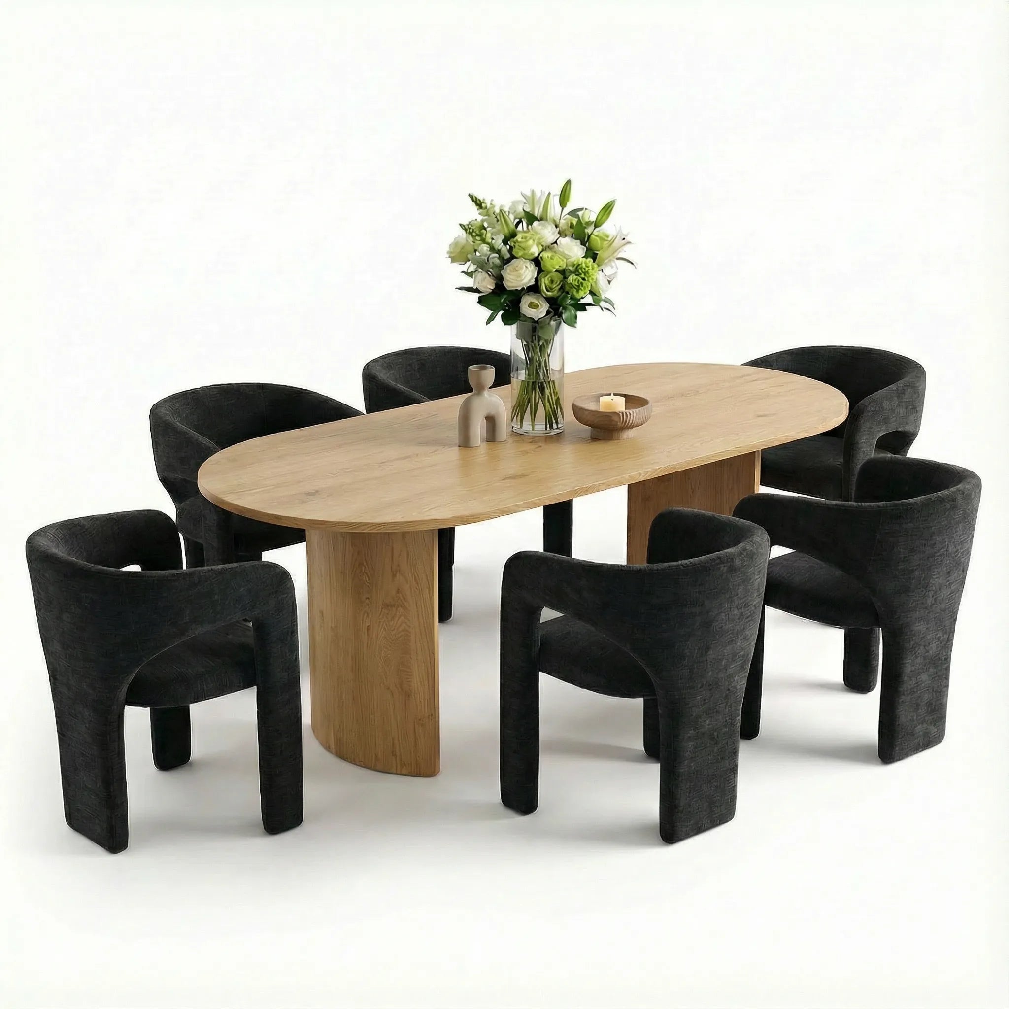 Dwen & Khloe 79" Oval Dining Table Set for 6 (7-Piece)