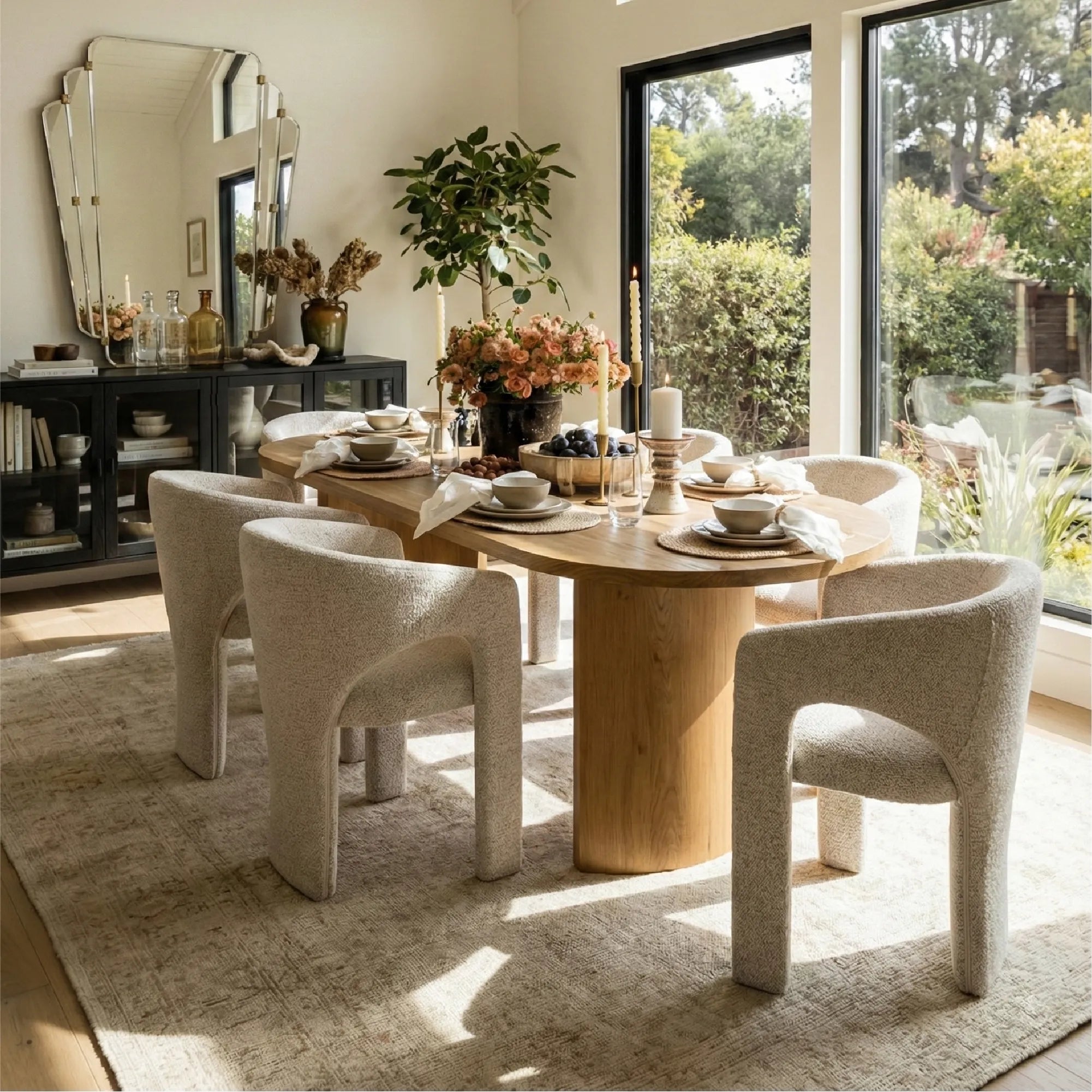 Dwen & Khloe 79" Oval Dining Table Set for 6 (7-Piece)