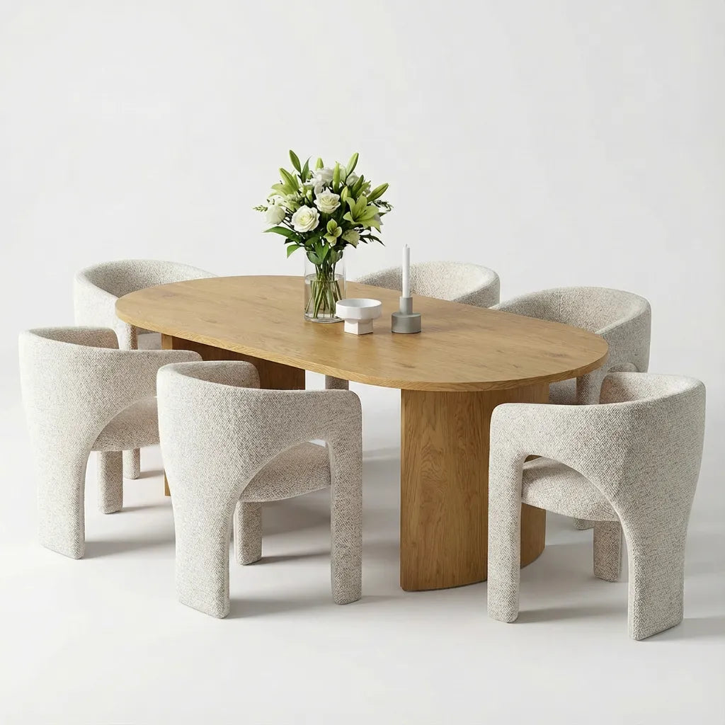 Dwen & Khloe 79" Oval Dining Table Set for 6 (7-Piece)