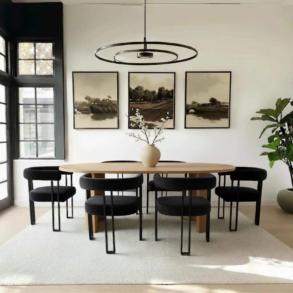 Dwen & Mia 79" Velvet Oval Dining Table Set for 6 (7-Piece)