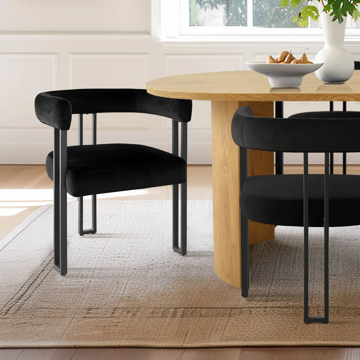 Dwen & Mia 79" Velvet Oval Dining Table Set for 6 (7-Piece)