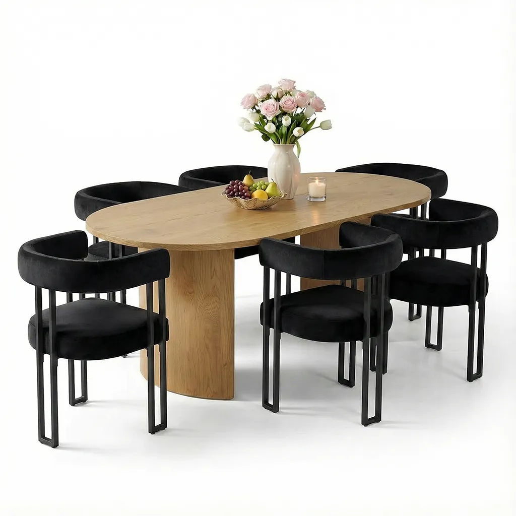 Dwen & Mia 79" Oval Dining Table Set for 6 (7-Piece)