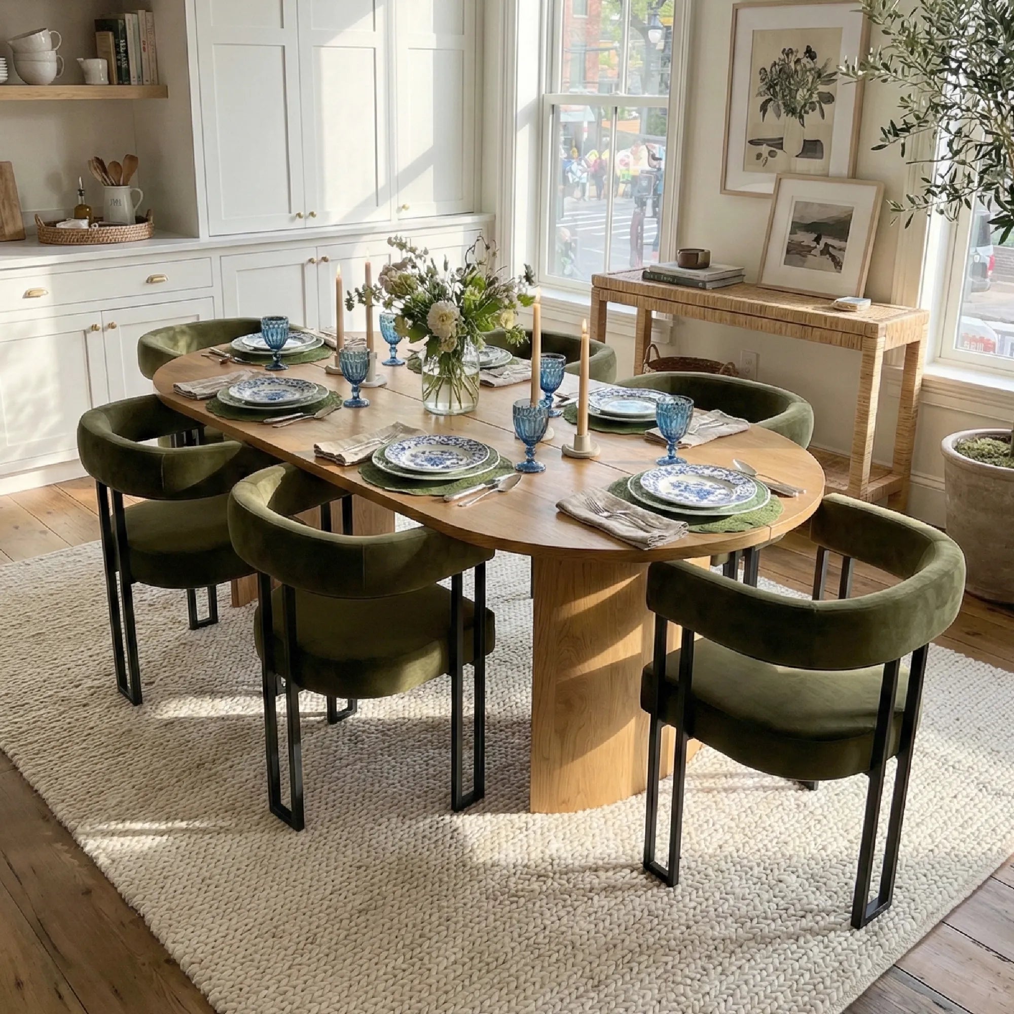 Dwen & Mia 79" Oval Dining Table Set for 6 (7-Piece)