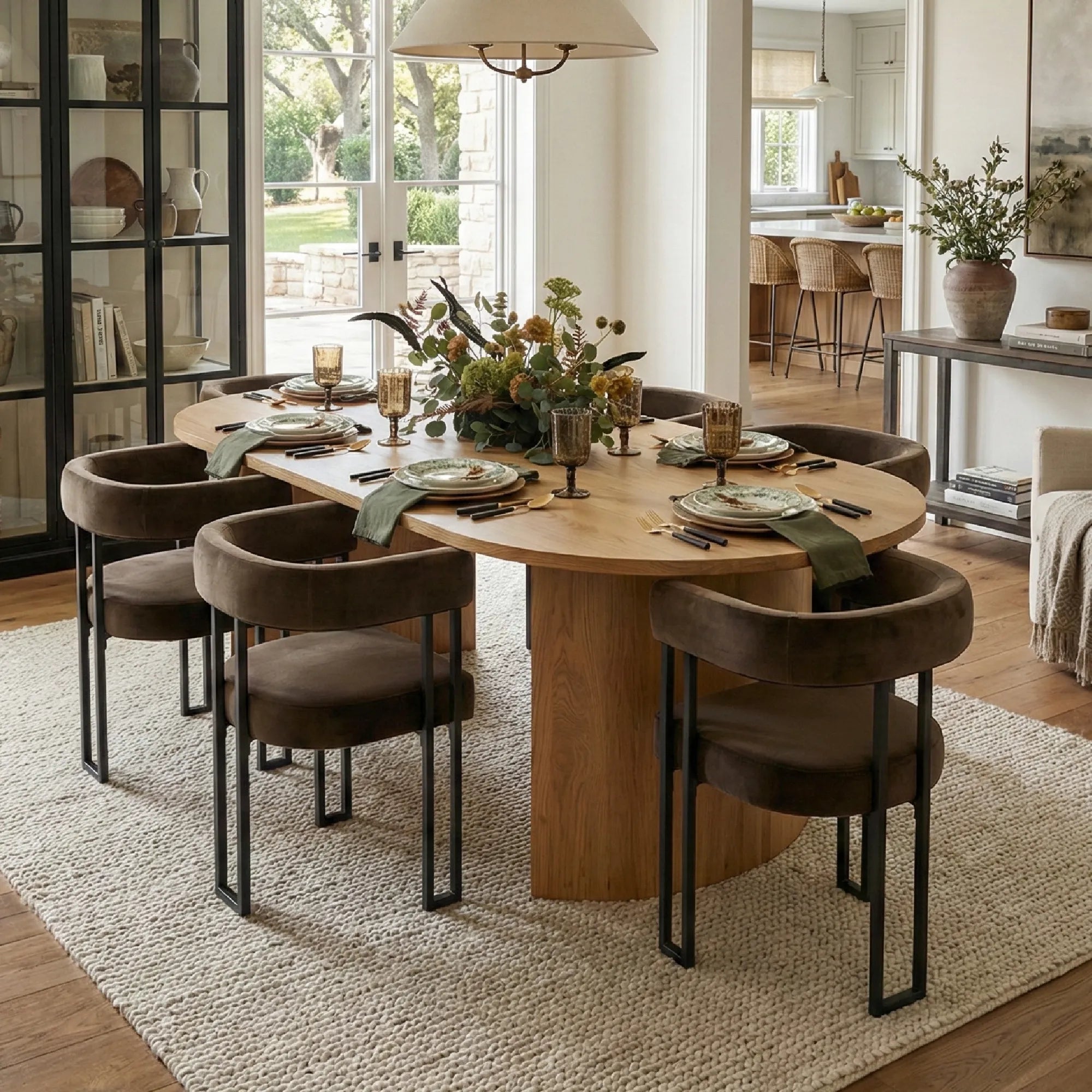 Dwen & Mia 79" Oval Dining Table Set for 6 (7-Piece)