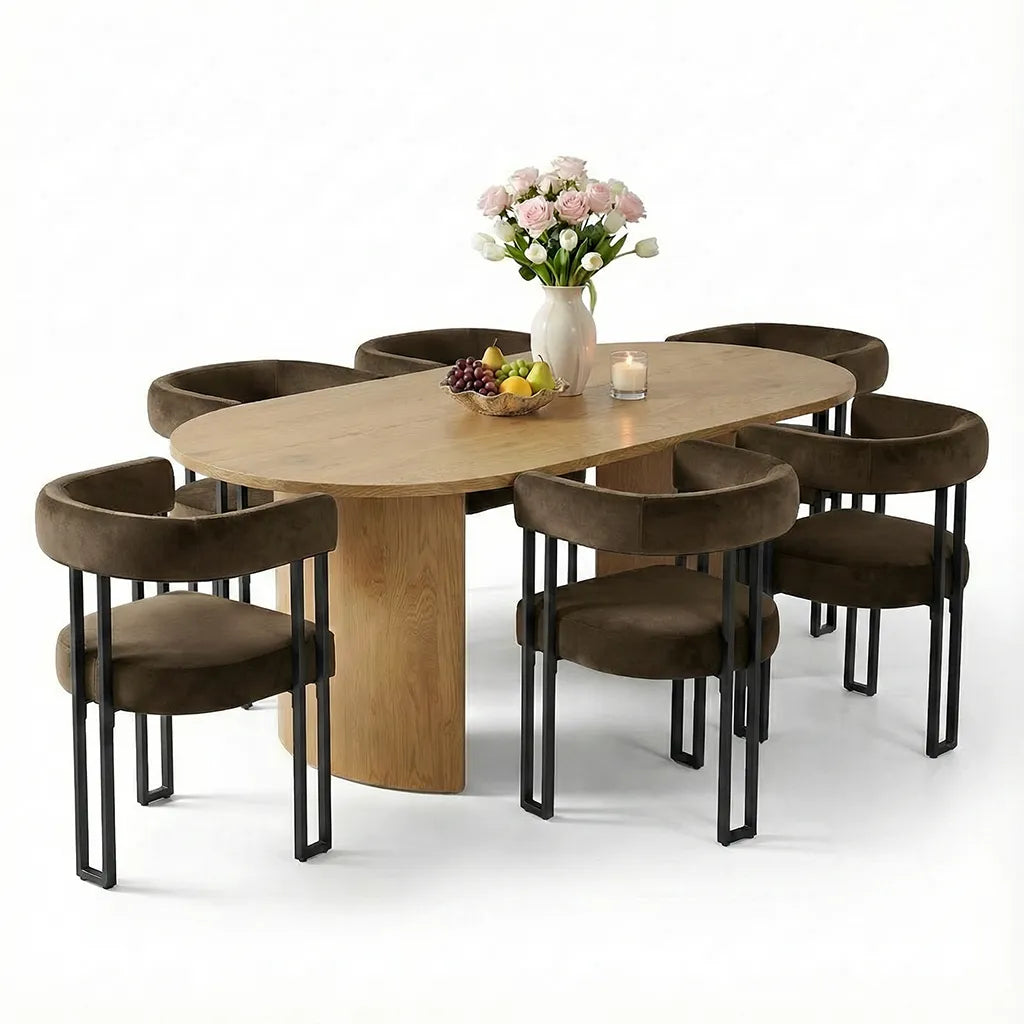 Dwen & Mia 79" Oval Dining Table Set for 6 (7-Piece)
